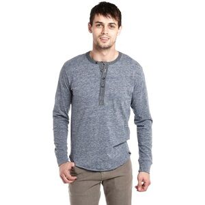 3/$30 Grayers Todd slub two gray button long sleeve cotton Henley shirt Large